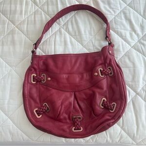 B. Makowsky Cherry Red Slouchy Hobo Shoulder Bag Y2K